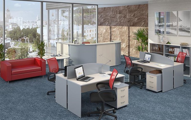 Комплект офисной мебели IMAGO четыре рабочих места, стол для переговоров во Владикавказе - изображение 1